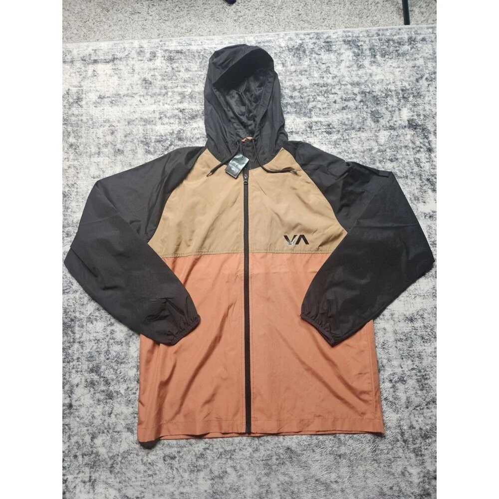 New RVCA Windbreaker Hoodie Ryder Jacket Size Large lightweight outdoor NWT
